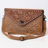 ADBG1623 American Darling Western Genuine Suede Leather Envelop Bag with Hand-Tooled Detailing