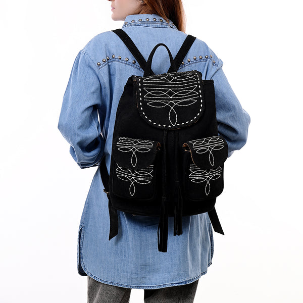 ADBG1624A American Dalring Western Genuine Suede Leather Backpack Bag with Hand-Stitched Artisan Detailing