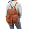 ADBG1624 American Darling Western Genuine Suede Leather Backpack Bag with Craftsmanship and Boot-Stitched Accents