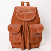 ADBG1624 American Darling Western Genuine Suede Leather Backpack Bag with Craftsmanship and Boot-Stitched Accents