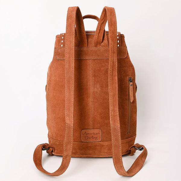 ADBG1624 American Darling Western Genuine Suede Leather Backpack Bag with Craftsmanship and Boot-Stitched Accents