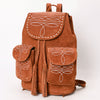 ADBG1624 American Darling Western Genuine Suede Leather Backpack Bag with Craftsmanship and Boot-Stitched Accents