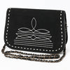 ADBG1626A American Darling Black Genuine Suede Western Leather Crossbody Bag with Buck Stitch & Boot-Stitched Detailing