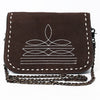 ADBG1626 American Darling Western Genuine Suede Leather Crossbody Bag with Buck Stitch & Boot-Stitched Detailing