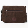 ADBG1626 American Darling Western Genuine Suede Leather Crossbody Bag with Buck Stitch & Boot-Stitched Detailing