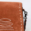ADBG1626 American Darling Western Genuine Suede Leather Crossbody Bag with Buck Stitch & Boot-Stitched Detailing
