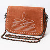 ADBG1626 American Darling Western Genuine Suede Leather Crossbody Bag with Buck Stitch & Boot-Stitched Detailing