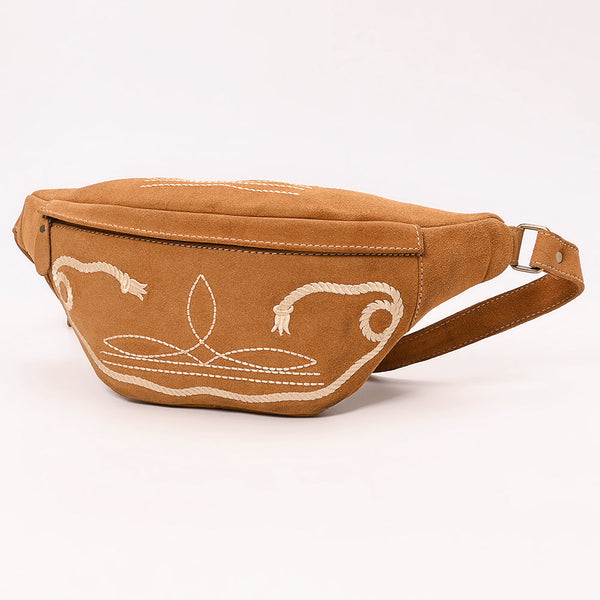 ADBGA668 Western Genuine suede Belt Bag with Rope Embroidery-Rodeo Wai ...