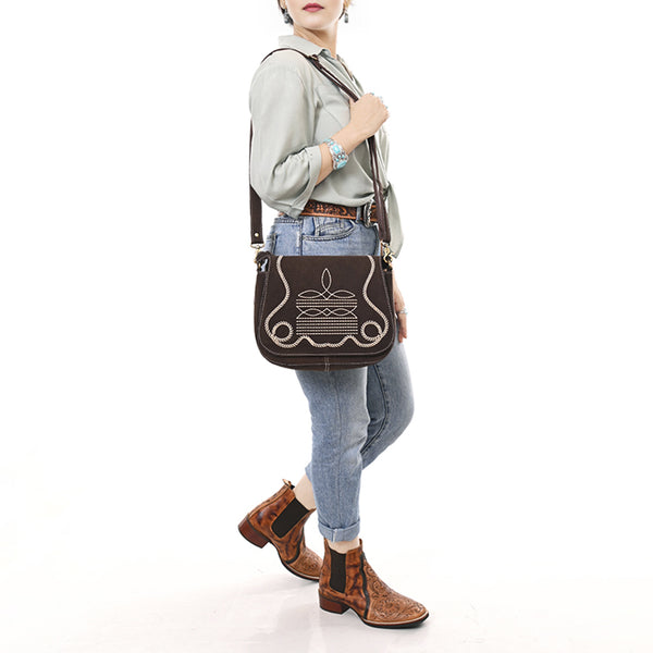 ADBGA670 American Darling Genuine suede Western Crossbody Bag with Embroidery