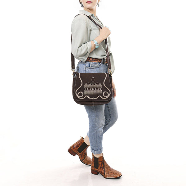 ADBGA670 American Darling Genuine suede Western Crossbody Bag with Embroidery