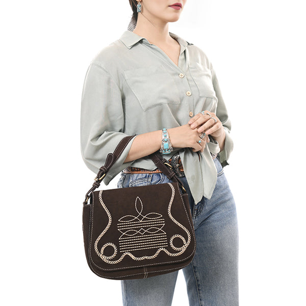 ADBGA670 American Darling Genuine suede Western Crossbody Bag with Embroidery