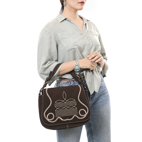 ADBGA670 American Darling Genuine suede Western Crossbody Bag with Embroidery
