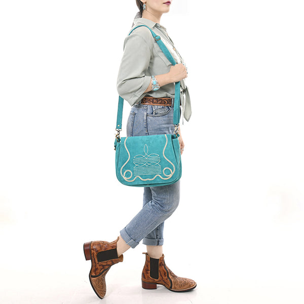 ADBGA670 American Darling Genuine suede Western Crossbody Bag with Embroidery