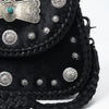 ADBGM521 Black Hair-On Leather Crossbody with Silver Conchos - Western Turquoise Accent Bag