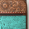 ADBG1569 American Darling Western Leather Travel Case with Hand Tooled Floral Carving Crocodile Embossed