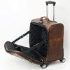 ADBG1571 American Darling Western Leather Travel Case with Hair-On Cowhide & Hand Tooled Floral