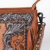 ADBG1632 American Darling Hand-Tooled Leather Cross Body Bag with Floral Carving, Fringes & Western Detailing