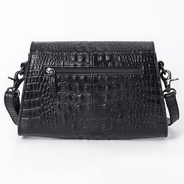 ADBG1635A American Darling Black Crocodile Embossed Leather Cross Body Bag with Western Detailing