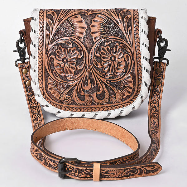 ADBG1636 American Darling Hand Tooled Leather Cross Body Bag with Western Carving and Adjustable Strap