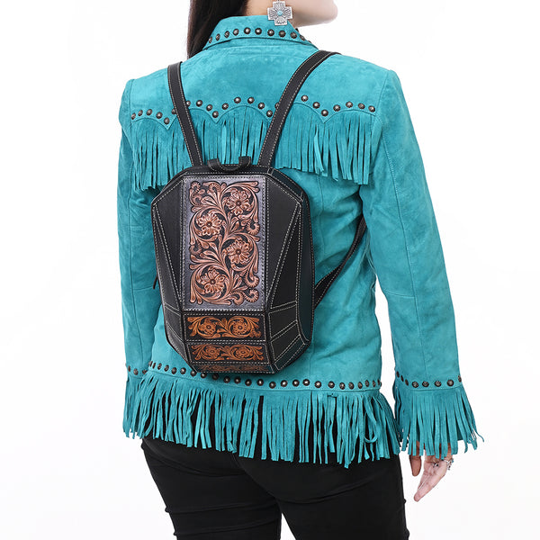 ADBGA680 American Darling Hand Tooled Floral Carved Genuine Leather Backpack