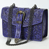 ADBG1535 American Darling Western Leather Small Crossbody Bag with Hand-Tooled Floral Design & Chain Strap