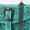 ADBG1535 American Darling Western Leather Small Crossbody Bag with Hand-Tooled Floral Design & Chain Strap