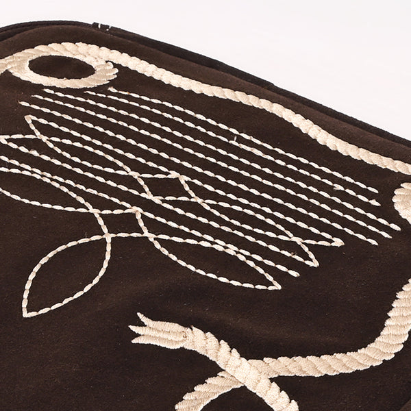ADBGA681 Genuine suede Jewelry Case with Western Rope Embroidery