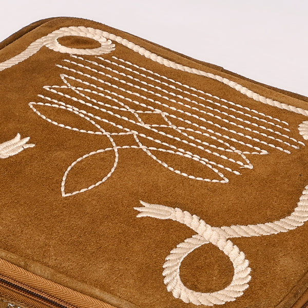ADBGA681 Genuine suede Jewelry Case with Western Rope Embroidery