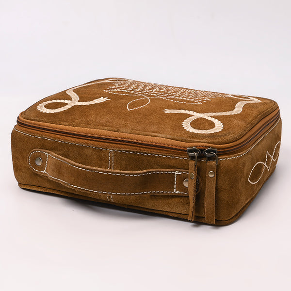 ADBGA681 Genuine suede Jewelry Case with Western Rope Embroidery