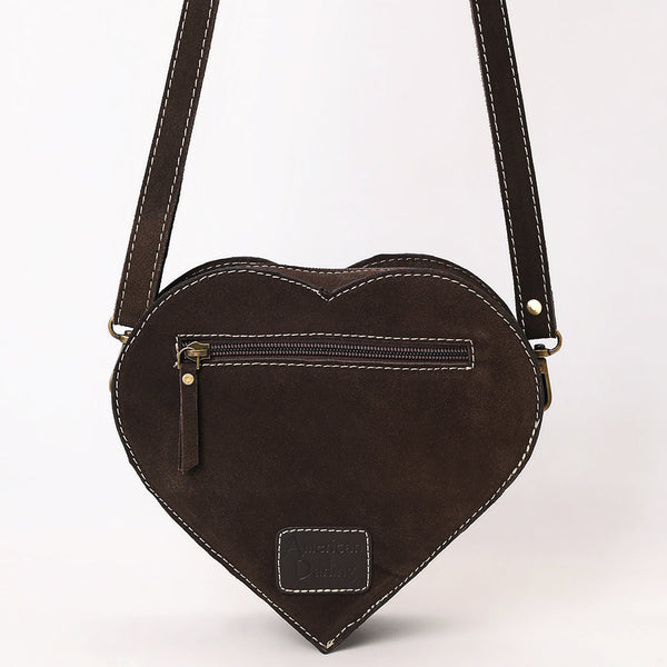 ADBGA688 American Darling Heart Shaped Black Suede Leather Canteen Bag