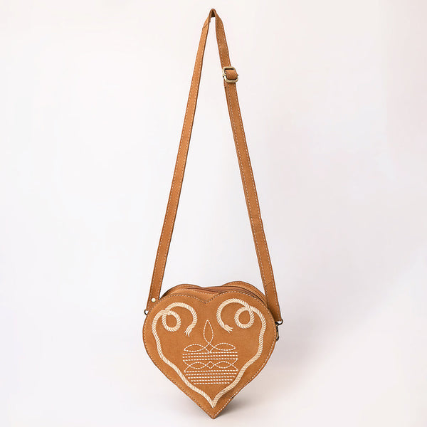 ADBGA688 American Darling Heart Shaped Black Suede Leather Canteen Bag