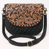 ADBGA690 American Darling Tooled Leather Flap Quilted Black Crossbody Bag
