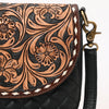 ADBGA690 American Darling Tooled Leather Flap Quilted Black Crossbody Bag