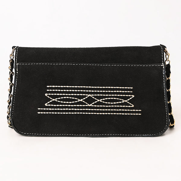 ADBGA692 Western Clutch Crossbody Bag with Cream Embroidery & Chain Strap