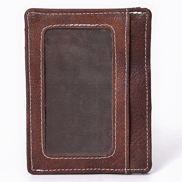 ADCCM108B Brown Leather Vertical ID Card Holder - Sleek & Functional