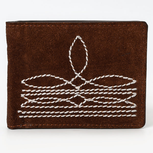 ADBGM529 Genuine suede Western Bifold Wallet - Embroidered Leather Mens Cowboy Wallet