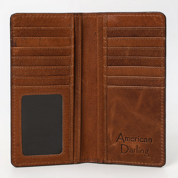 ADBGM530 Genuine suede Rodeo Wallet with White Western Stitching - Long Bifold Cowboy Wallet