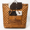 ADBGM536 Quilted Leather & Cowhide Western Backpack - Handcrafted Drawstring Rodeo Bag