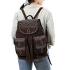 ADBG1640 American Darling Western Genuine Suede Leather Backpack Bag with Buck Stitching & Tassel Accents