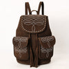 ADBG1640 American Darling Western Genuine Suede Leather Backpack Bag with Buck Stitching & Tassel Accents