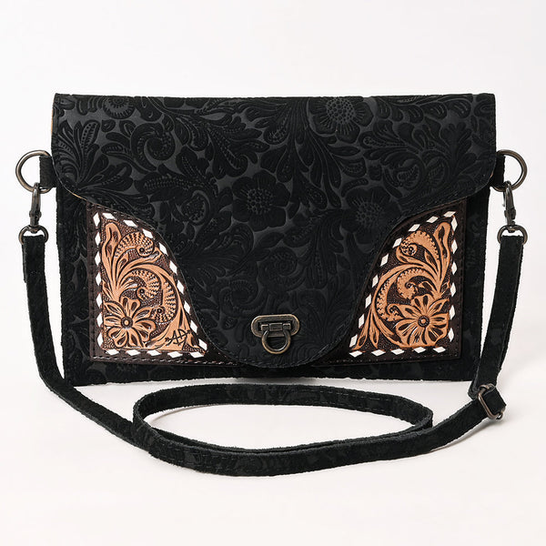 ADBG1641 American Darling Western Leather Small Cross Body Bag with Damascus Hand-Tooled Floral Accents