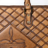 ADBGM542 Western Quilted Leather Tote Bag - Structured Cowgirl Handbag with Diamond Stitch Patch