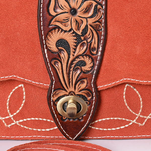 ADBGA712 American Darling Hand Tooled Floral Carved Genuine Suede Leather Cross body Bag