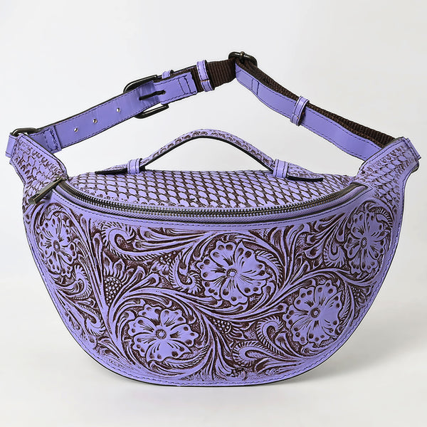 ADBGZ829 Hand-Tooled Leather Western Belt Bag - Floral Fanny Pack with Adjustable Strap