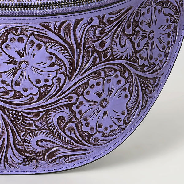 ADBGZ829 Hand-Tooled Leather Western Belt Bag - Floral Fanny Pack with Adjustable Strap