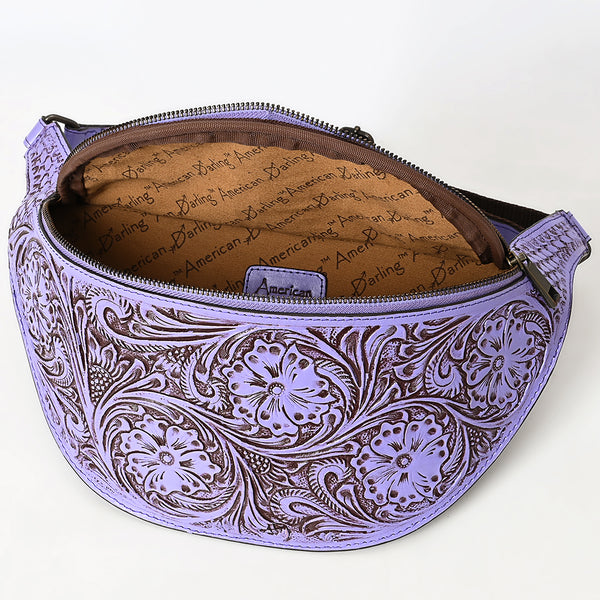 ADBGZ829 Hand-Tooled Leather Western Belt Bag - Floral Fanny Pack with Adjustable Strap