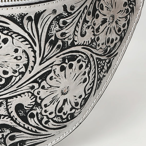 ADBGZ829 Hand-Tooled Leather Western Belt Bag - Floral Fanny Pack with Adjustable Strap