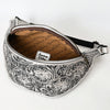 ADBGZ829 Hand-Tooled Leather Western Belt Bag - Floral Fanny Pack with Adjustable Strap