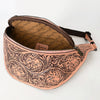 ADBGZ829 Hand-Tooled Leather Western Belt Bag - Floral Fanny Pack with Adjustable Strap