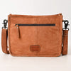ADBG1651 American Darling Western Genuine Suede Leather Hand-Tooled Crossbody Bag with Fringe Handcrafted Genuine Design
